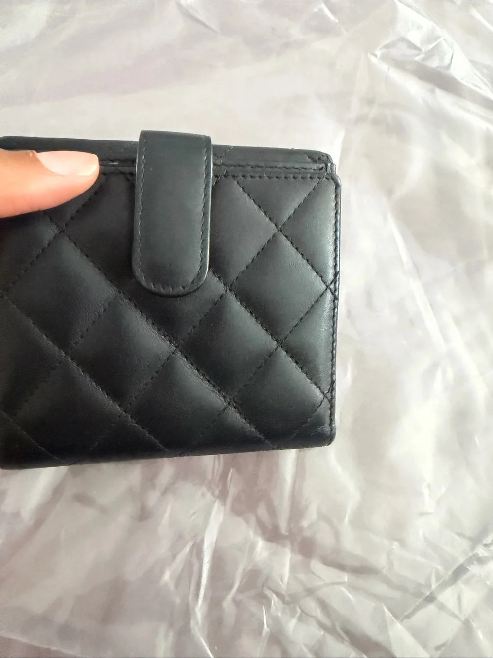 CHANEL Black Quilted cambon Leather Card Holder with CC Emblem